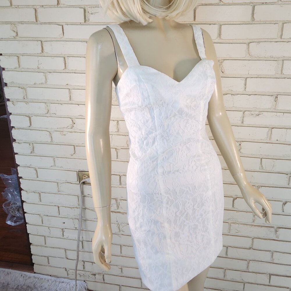 Euc Vintage Young Edwardian Womens White Lace Mini Dress Size 3/4